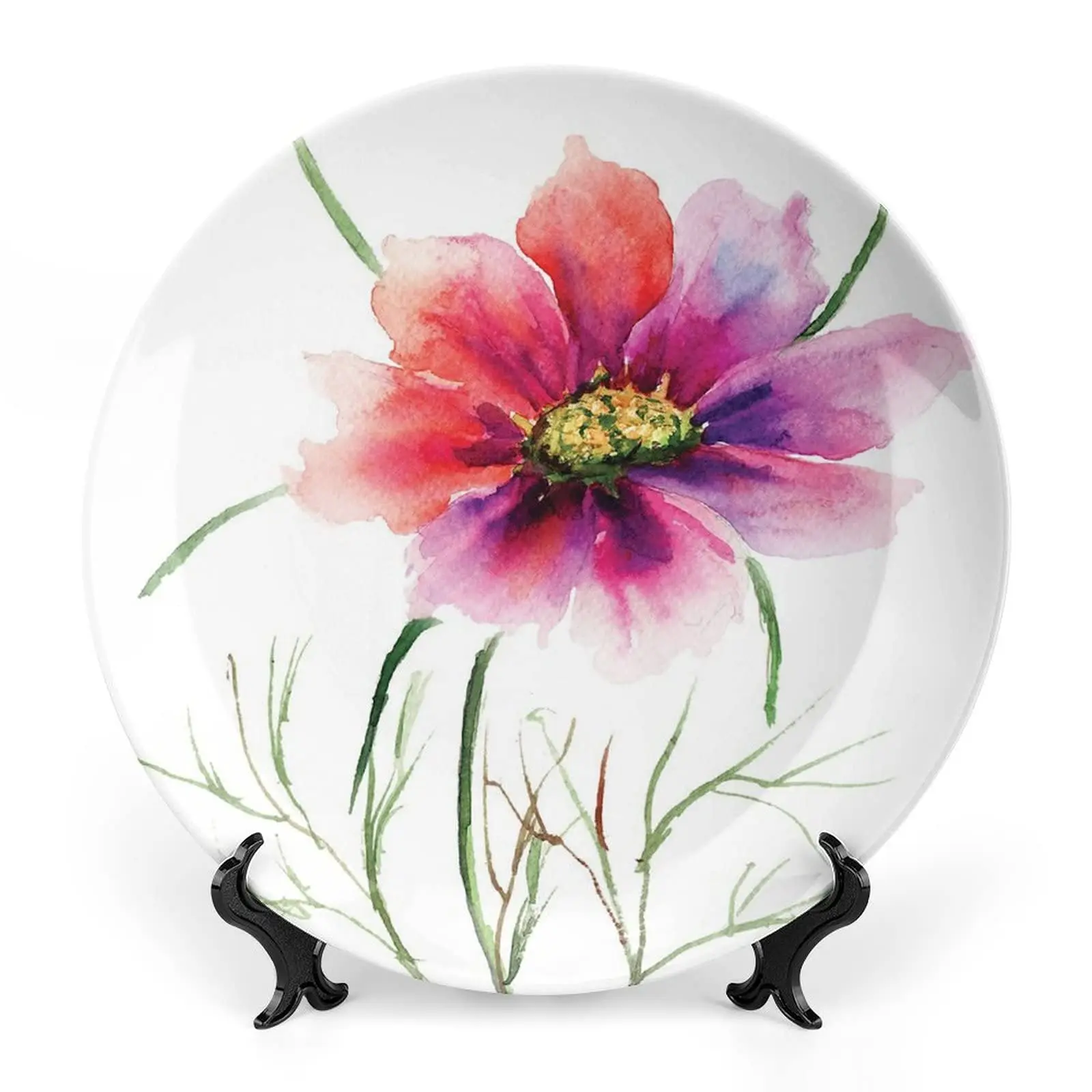 

Decorative Plate, Watercolor Dinner Plate, Colored Flower Blossom Nature Spring Print Ornament Display Plate Decor Wedding Gifts