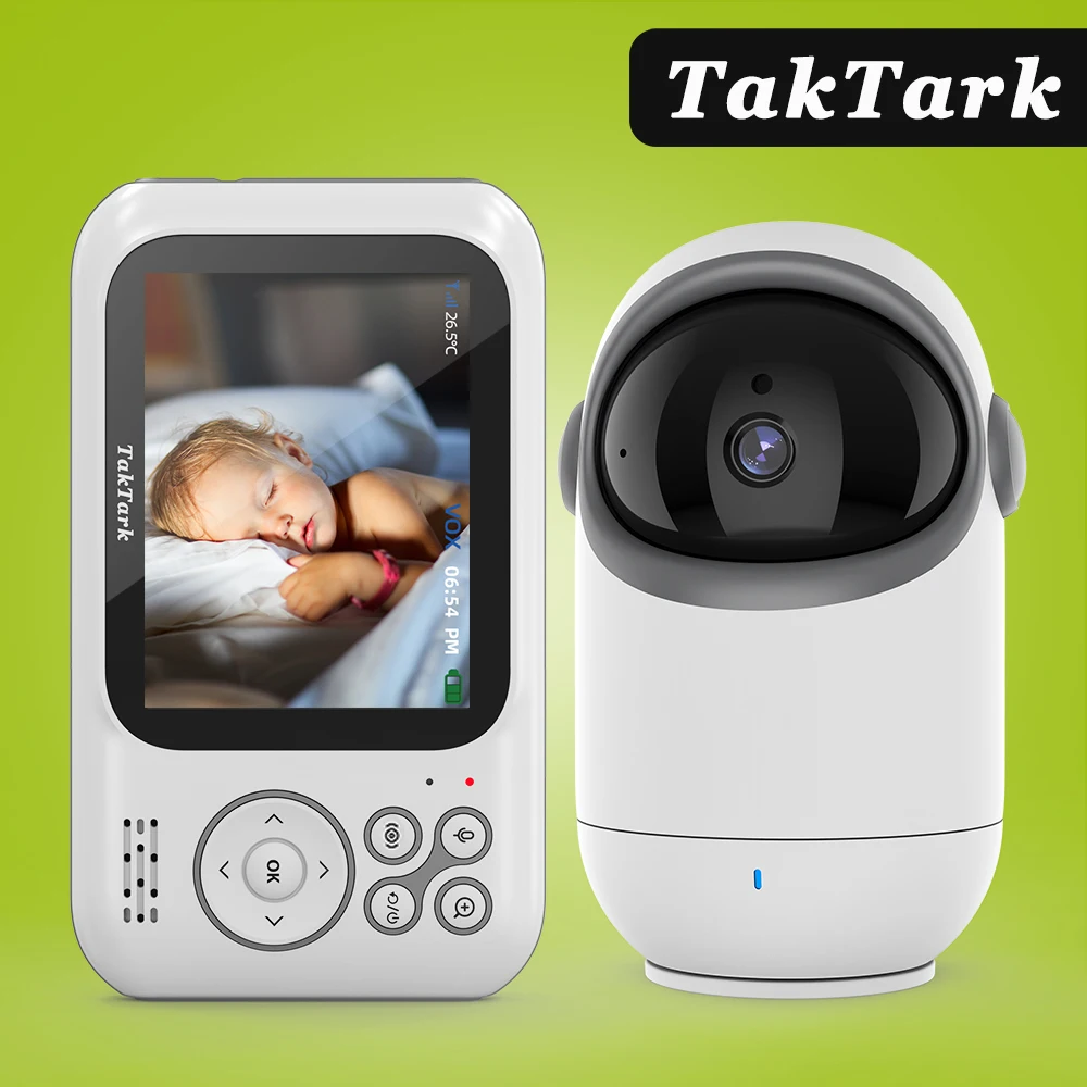 KAWA 2K Baby Monitor with Cameras Audio Video Nanny Wireless Camera with  4000mAh Battery 5 Inch Screen TF Card Night Vision 360°