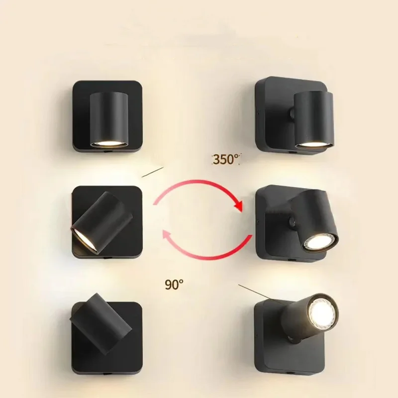 Mordern Led Wall Lamp Rocker Arm Home Wall Light Black Fixture Adjustable Angle Wall sconce Bedroom Bedside Reading Light
