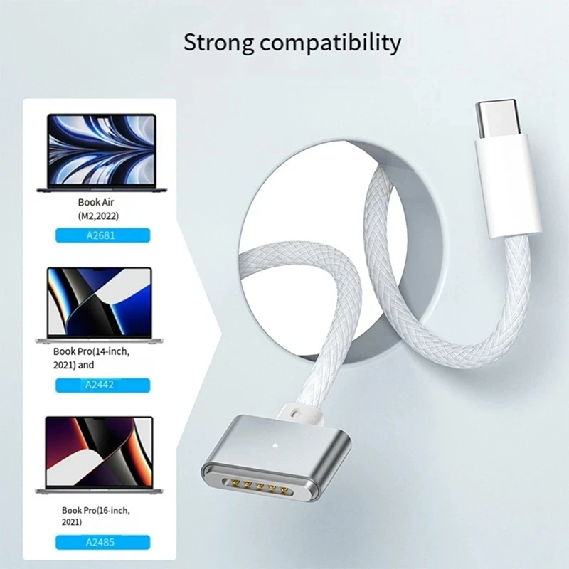140W PD 3.1 Fast Charge Magnetic Cable USB Type C to MagSafe 3 for Macbook Pro 14 16 Air M2 Mac MagSafe 3 Charger Wire