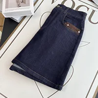 New Jeans Plus Size Culottes Casual Fake Two Piece A-Line Pantskirt 100KG Women's Denim Hot Pants 2868 - Image 6