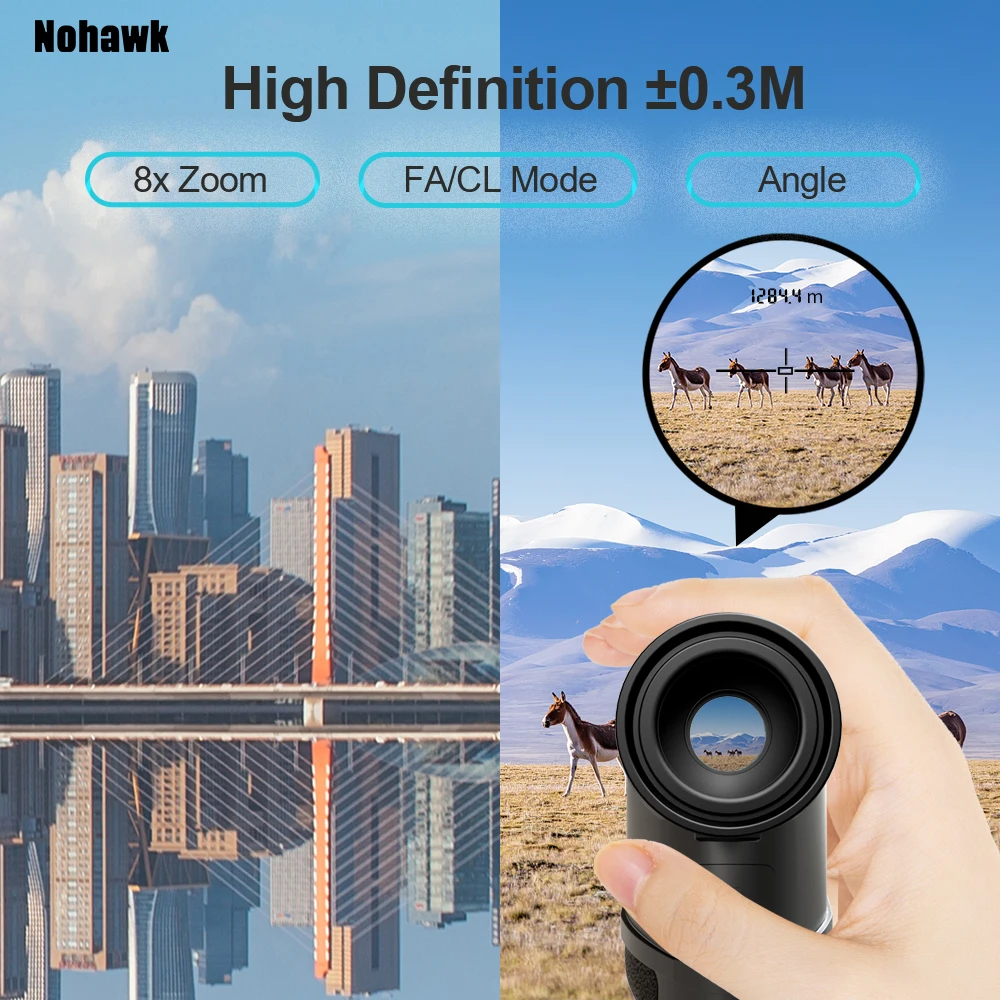 Nodhawk ゴルフ用距離計 ホワイト/ブラック Nohawk-多機能ミニゴルフレーザー距離計,狩猟,コンバーター