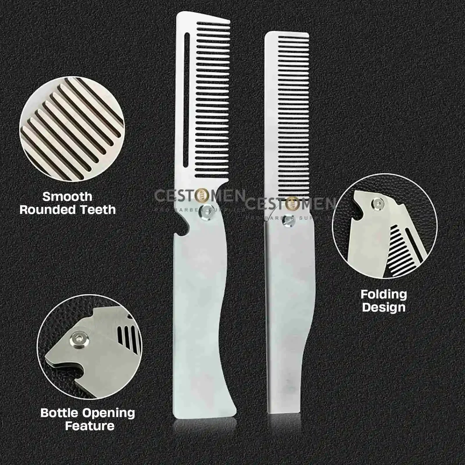 New Type1/2PCS Portable Steel Combs Folding Pocket Beard Combs For Men Oil Head Hair Styling Comb Salon Barber Tools For Haircut 3