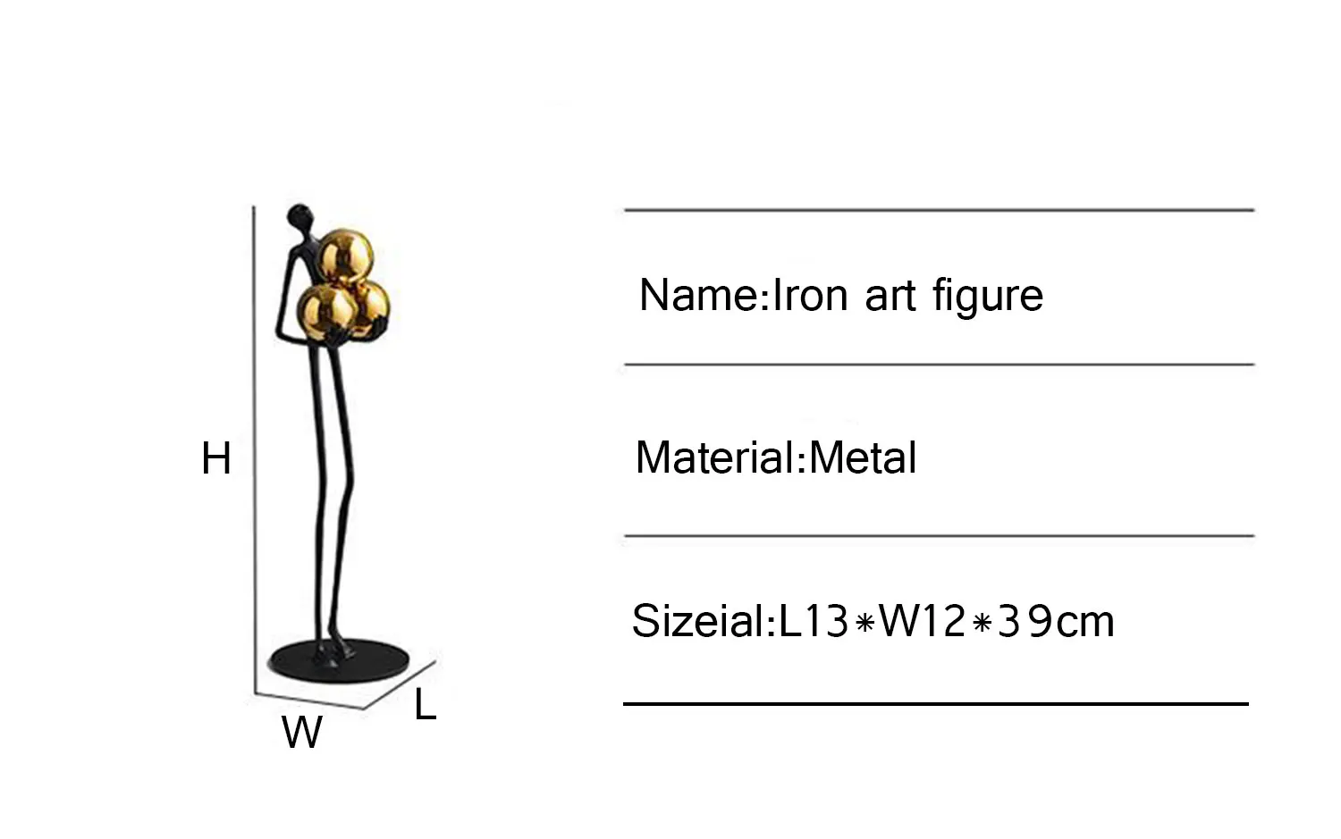 Creativity Figure Statue Modern Abstract Art Metal Iron Art Sculpture Home Decoration Living Room Bedroom Office Desktop Decor