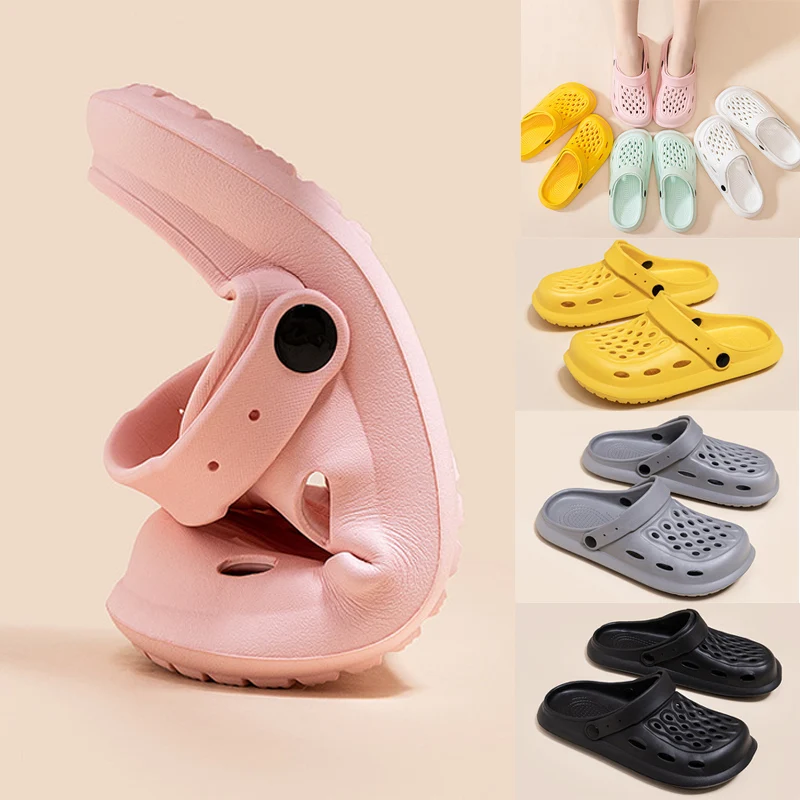 

Men and Women Summer Slippers Indoor Outdoor Beach Couple Sandals Non-slip Comfortable Breathable Holey Shoes Lady Slippers