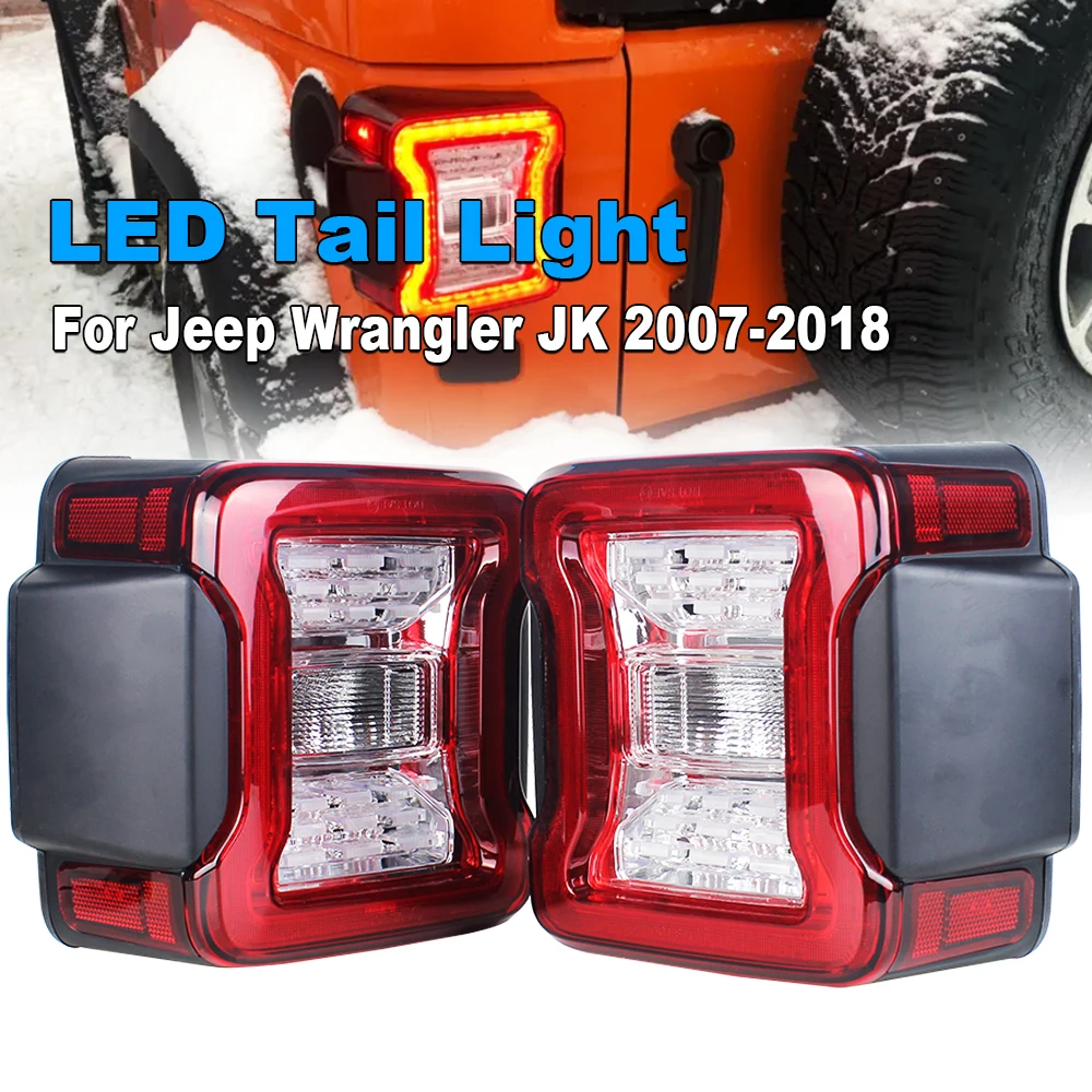 LED Tail Light for Jeep Wrangler JK 2007-Taillight Assembly Rear Lamps Brake Reverse Light Daytime Running Lights