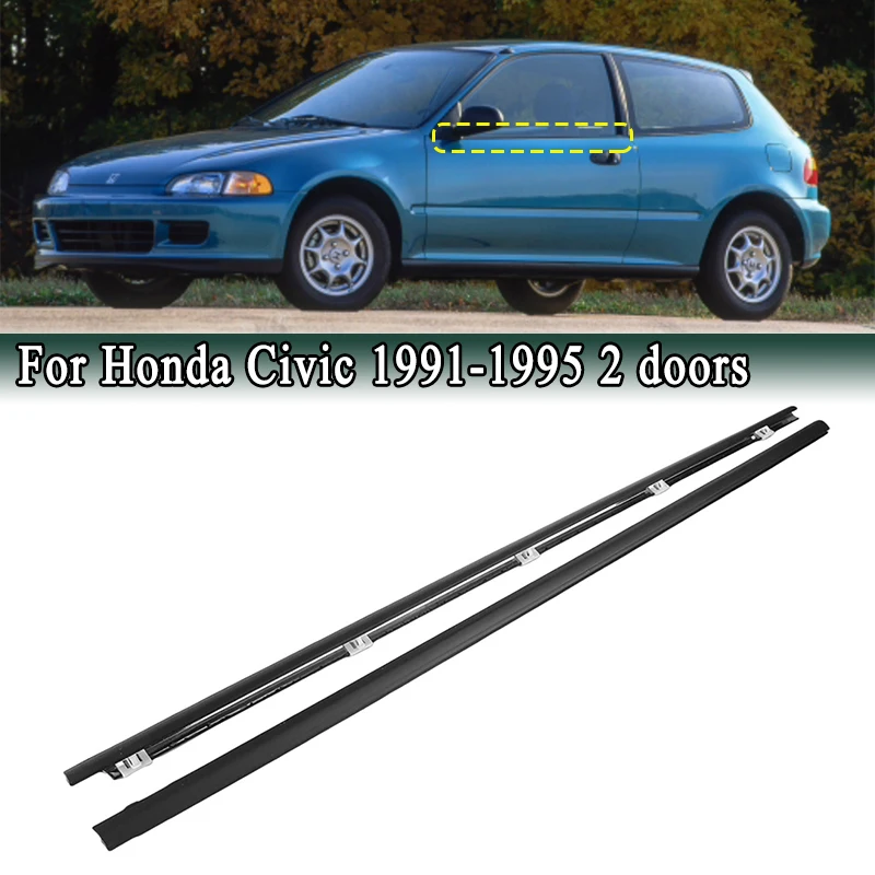 2Pcs Window Weatherstrip Sealing Belt For HONDA Civic 1991-1995 72410‑SR3‑003 Waterproof Door Windows Glass Sealing Trim Strips