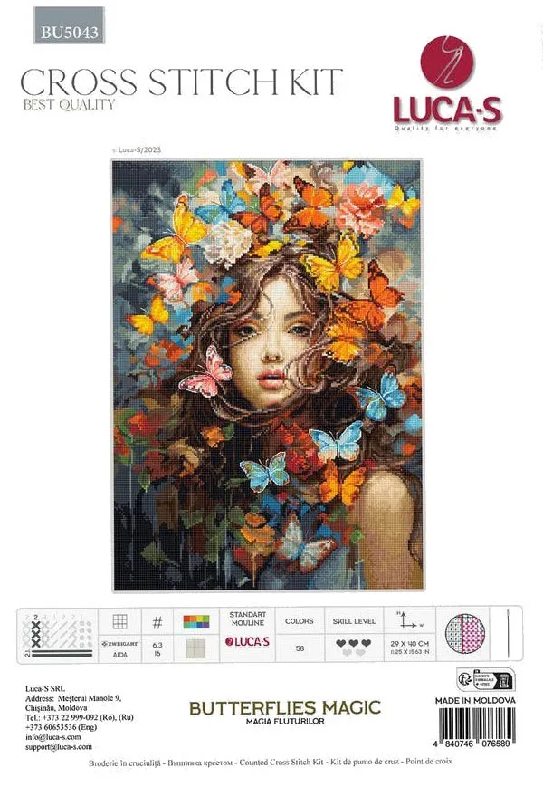 

27-BU 5043 butterfly girl 43-55 Needlework Kit Cross stich unPainting Set Cross Stitch Kits Cross-stitch Embroidery