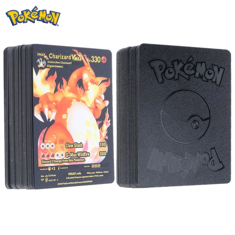 Pokemon Card English Box Gold Black Golden Letters Silver Vmax Gx Collection Charizard Pikachu Pokemon Toy Gift