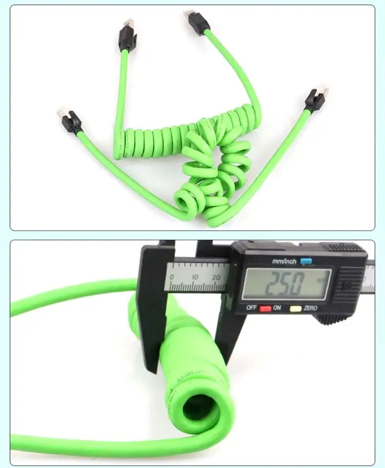 câmera Cat6a, RJ45, linha PUR industrial de 8 núcleos, 1 m, 3m, 5m, mola