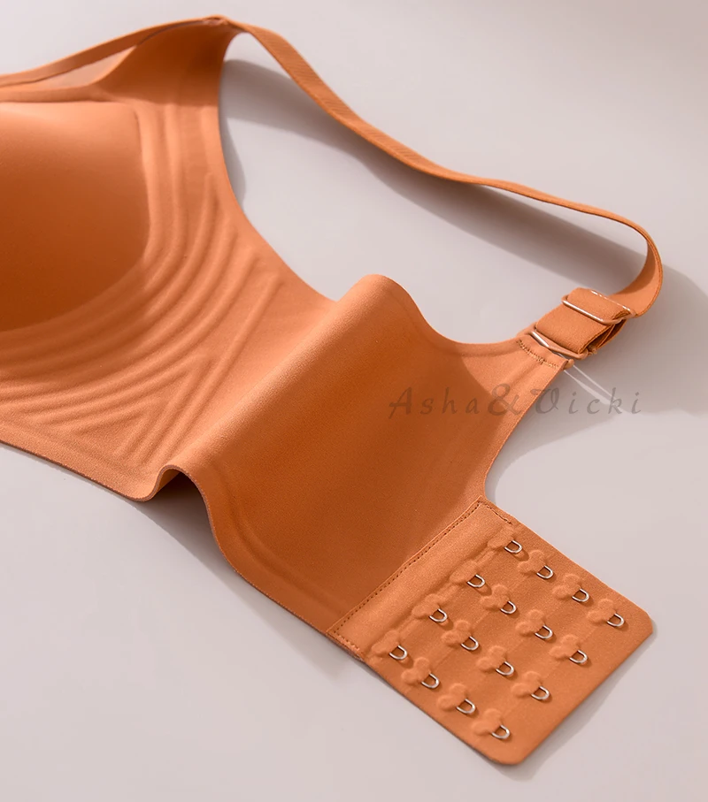 Plus Size Jelly Gum Full Cover Semi Fixed Large Cup Lace Underwear Anti Glare Mesh Woman Bra Comfortable Gathering