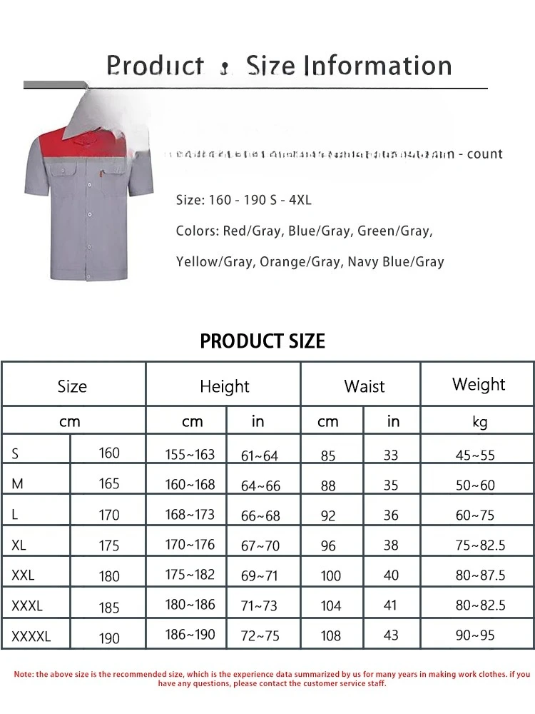Short Sleeve Work Uniform Set Lightweight Breathable Shirt Pants Work Overalls for Installers Mechanics Stain Abrasion Resistant