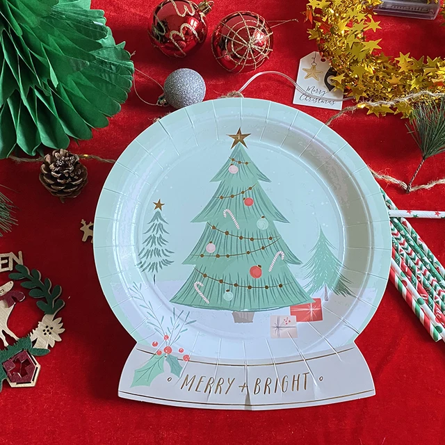 Christmas Disposable Tableware Xmas Tree Santa Claus Climb Ladder Plates  Cups Merry Christmas Decor For Home Happy New Year 2024 - AliExpress