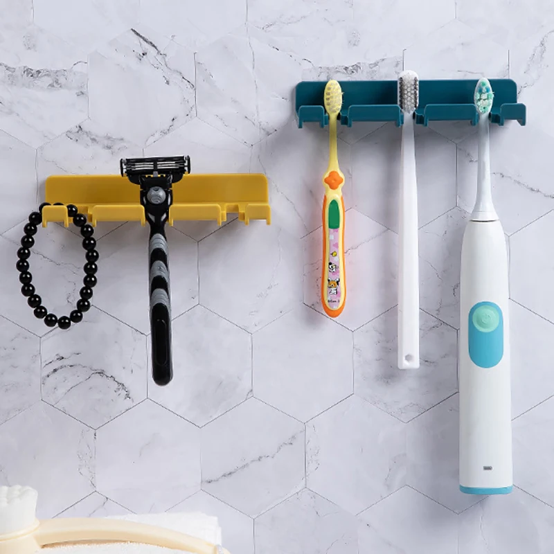 Toothbrush Storage Rack Multi-purpose Toothbrush Holder Free Punching Wall Mounted Hanging Hook For Bathroom Toilet Bedroom