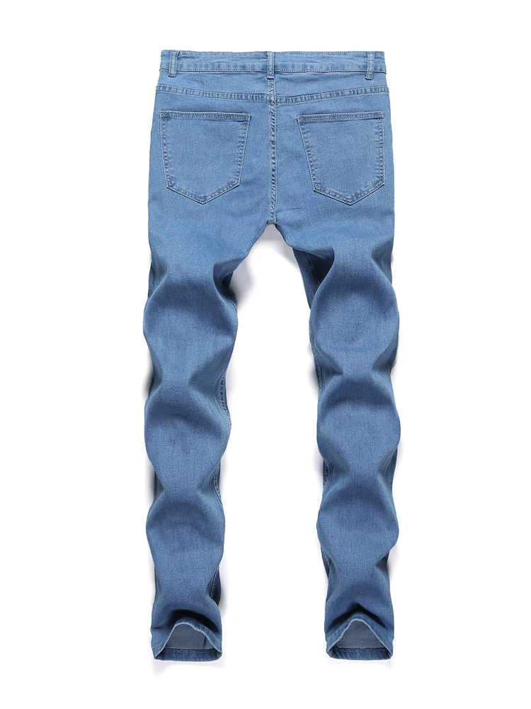 High Quality 2023 Fashion European American Classic Solid Washing Denim Pants Casual Men's Stretch Trouser Blue Skinny Jeans Men