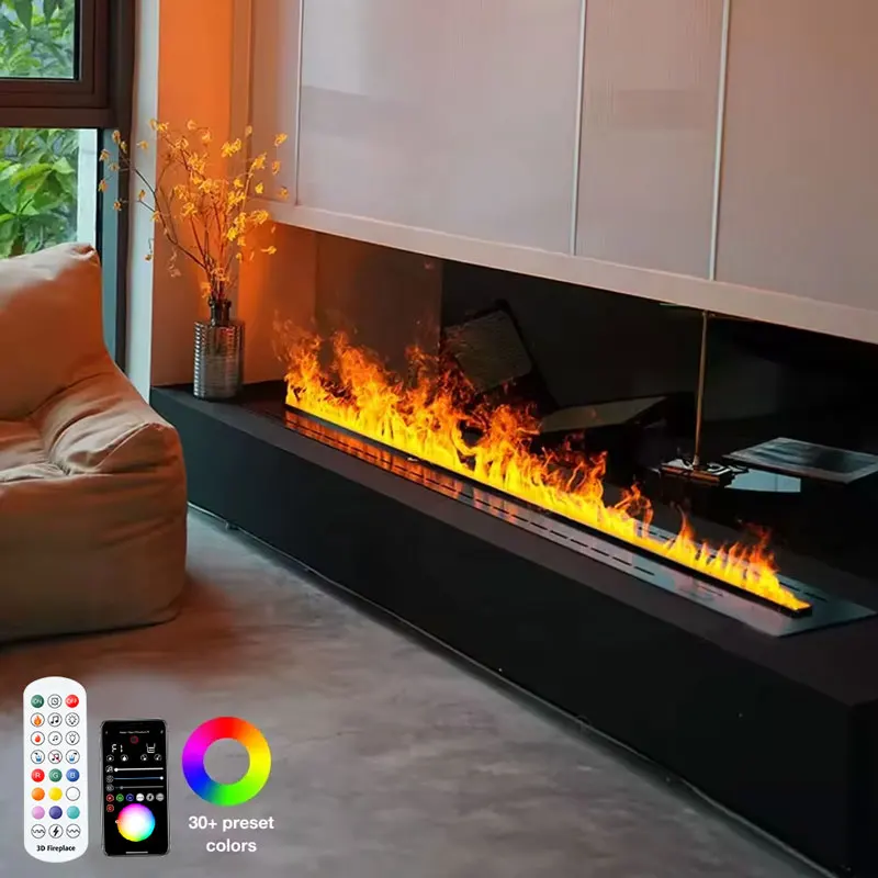 Atomized fireplace 3D simulated flame decoration fireplace humidifier remote control APP home indoor water steam