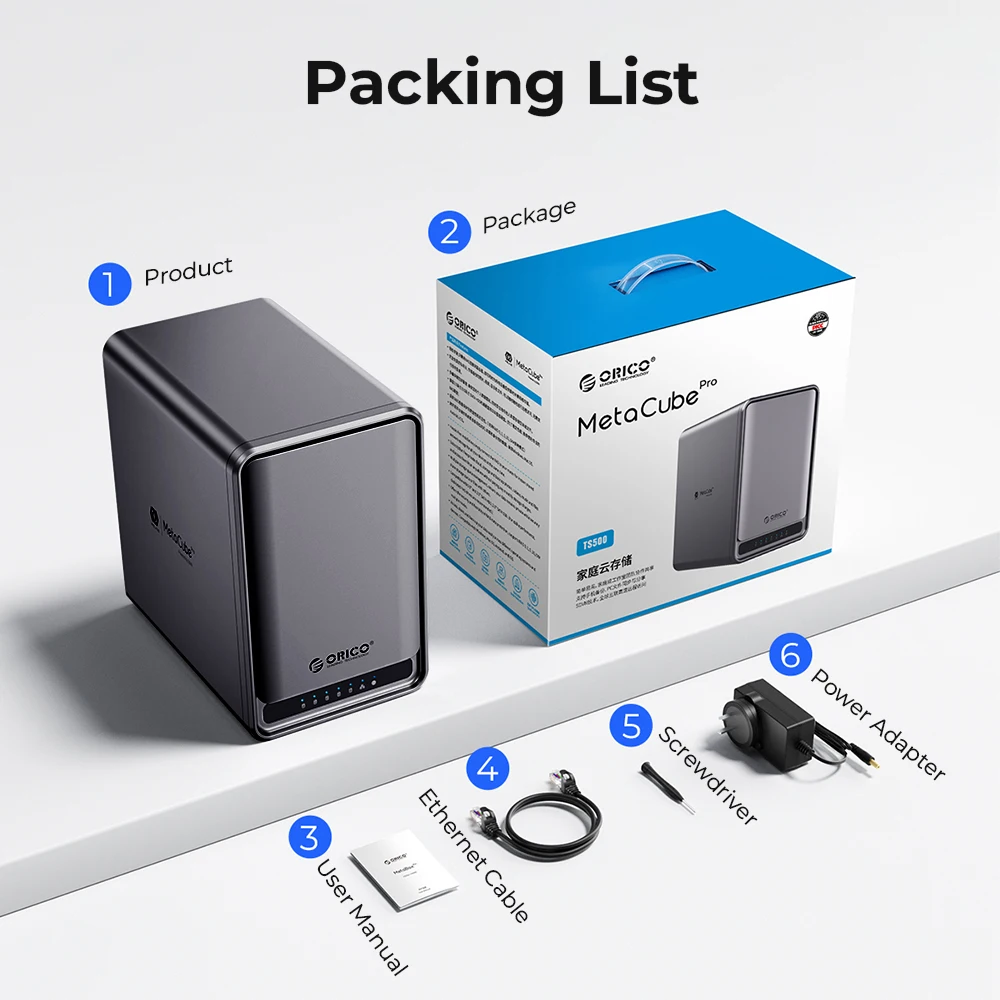Orico TS200 USB 3.2 MetaCube 가정용 스토리지 SATA NAS 2/5 베이 HDD