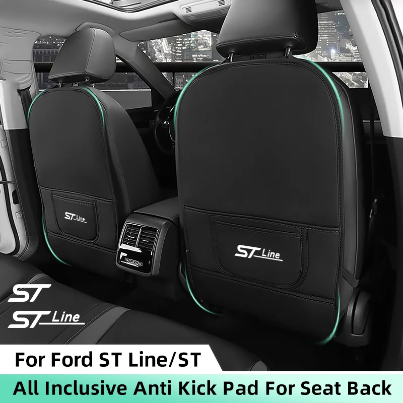 Car Anti-Kick Mats For Ford ST Line Focus Kuga Fiesta Auto Seat Back Protector Cover For Children Kids Back Row Anti-Dirty Pads