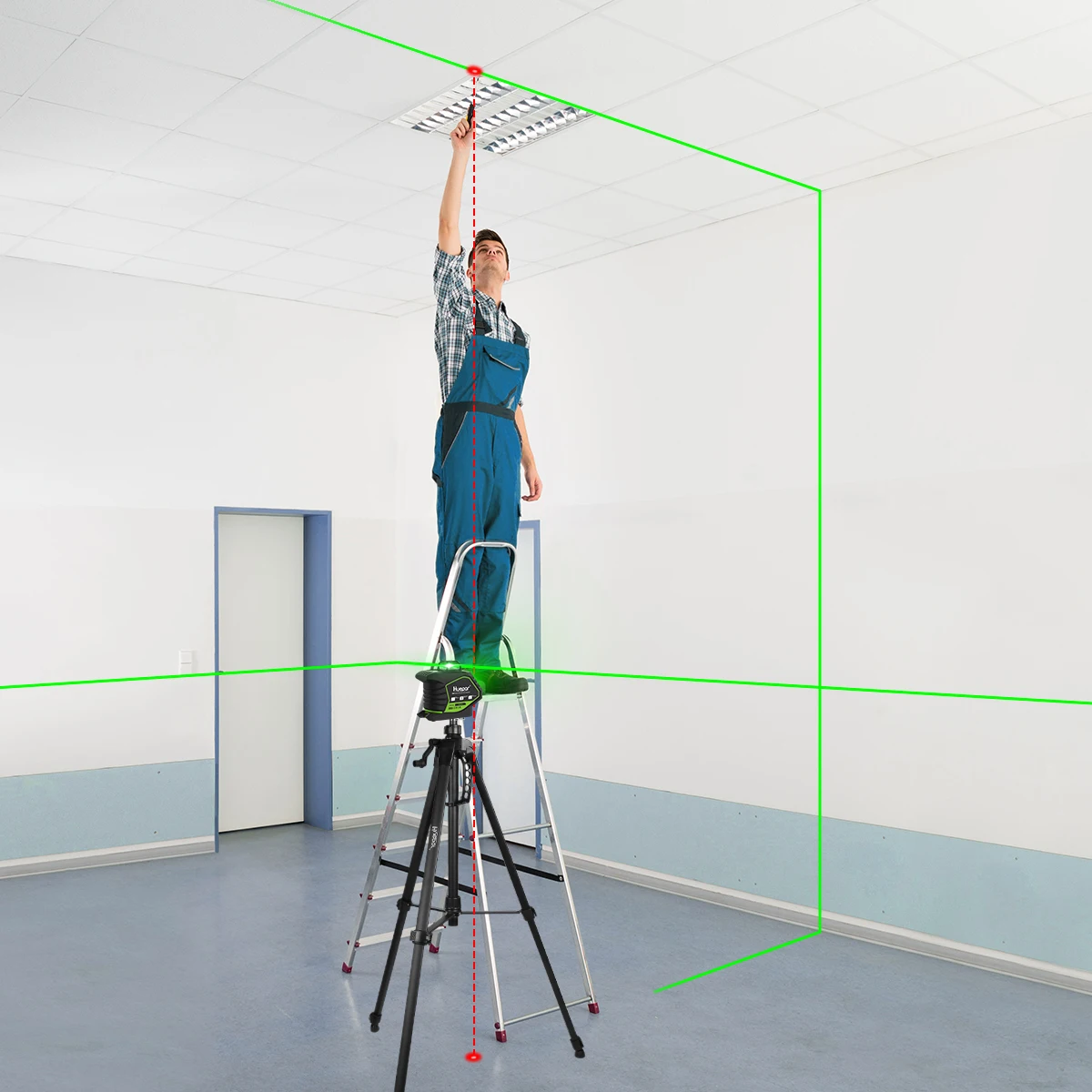 Green Laser Level With 2 Plumb Laser Dots,Self-Leveling 360° Coverage Laser Leve