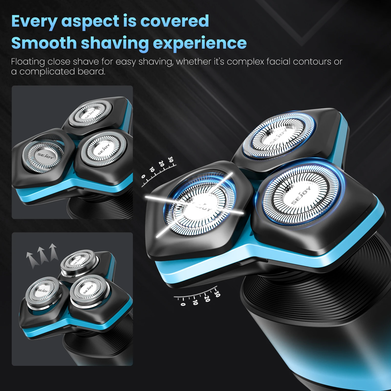 Sejoy Electric Shaver Washable Rechargeable 5 IN 1 Electric Razor Hair Clipper Cutting Shaving Machine for Men Beard Trimmer 4