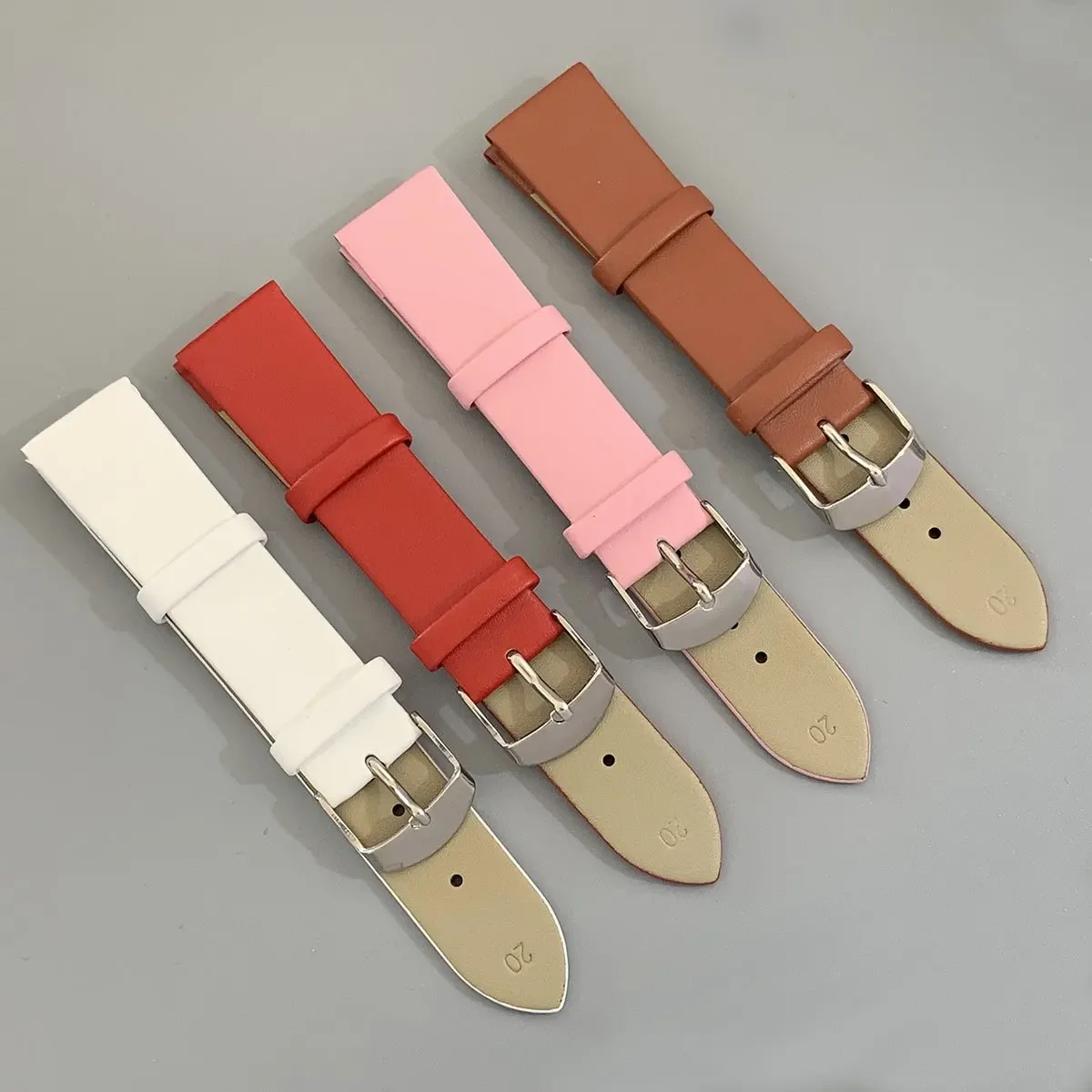 Premium Calf Leather Watch Strap with Silver Pin Buckle - Unisex Adjustable Band with Gift Tool