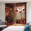 2Pcs Christmas Curtains Christmas Tree Cute Winter Holiday Xmas Gifts Snowflakes Elf For Living Room Window Home Drapes 5