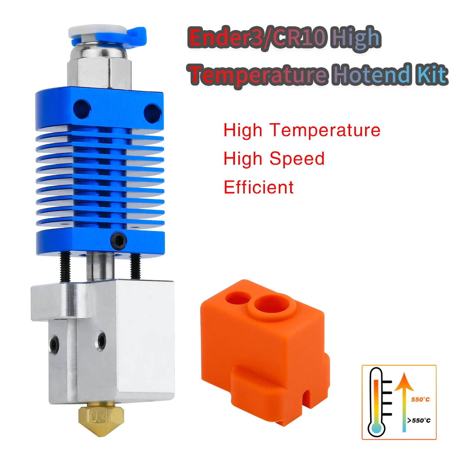 High Temperature Ender3/CR10  Hotend Kit Reach To 550℃ Copper Plated Nozzle Heating Block For Ender-3/Pro/ V2/Ender5/CR10/10S