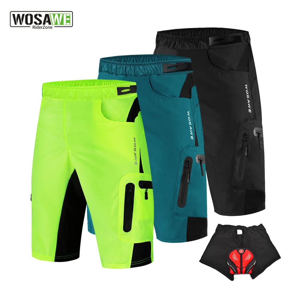 Cycling Shorts Men Cycling Shorts with Non-Remove Pad 3D Shockproof Padded Lightweight Loose Fit MTB Mountain Bike Riding
