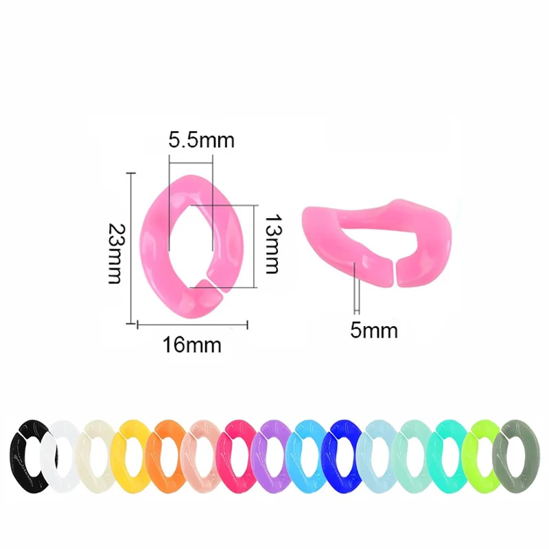 25pcs Shiny Acrylic Glitter Oval Chain Beads for DIY Jewelry and Accessories