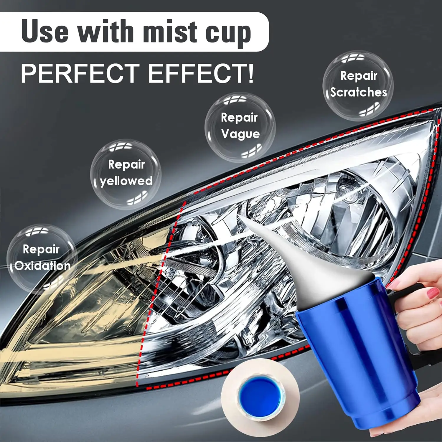 Headlight Restoration & Polish Liquid - Car Headlamp Repair & Cleaning Solution