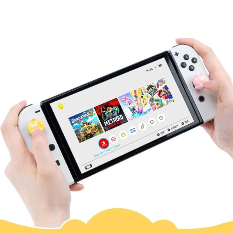 Cute Yellow Duck Silicone Soft Thumb Stick Grip Cap Joystick Cover For Switch NS Oled/Lite Joy-con Controller Thumbstick Case
