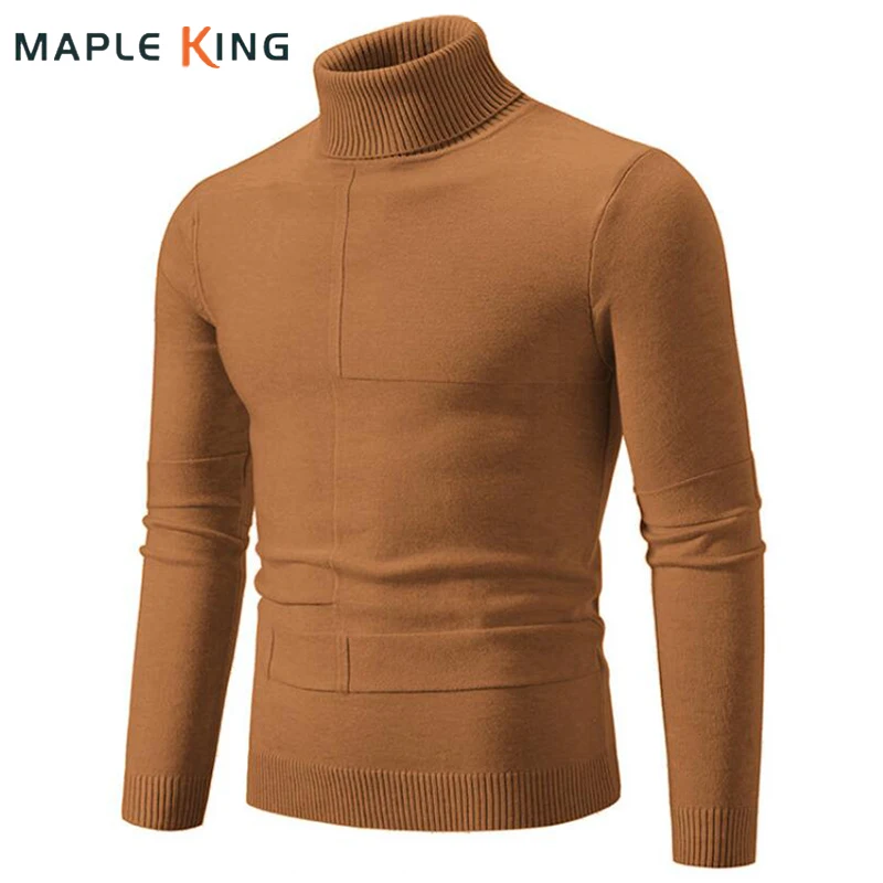 

Knitted Sweater Jumpers for Men Clothing Vinatge Casual Warm Solid Color Pullovers Jersey Turtleneck Pull Homme Mens Sweaters
