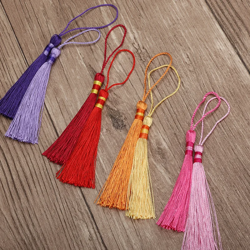 10/20Pcs 14cm Silky Tassels Bookmark Tassels Bulk Soft Craft Mini Tassel  with Cord Loop for Jewelry Making DIY Craft Accessories