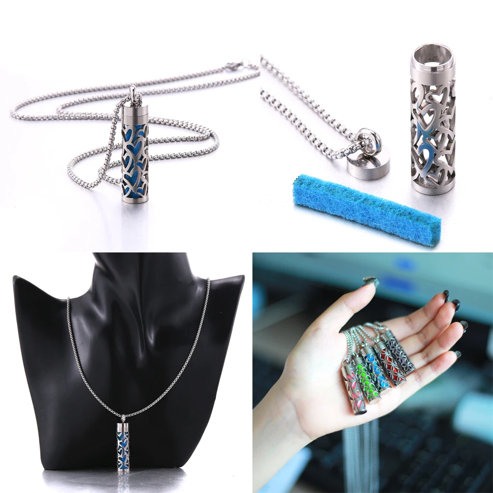 Aromatherapy Diffuser Necklace - Stainless Steel Open Locket with Essential Oil Scent