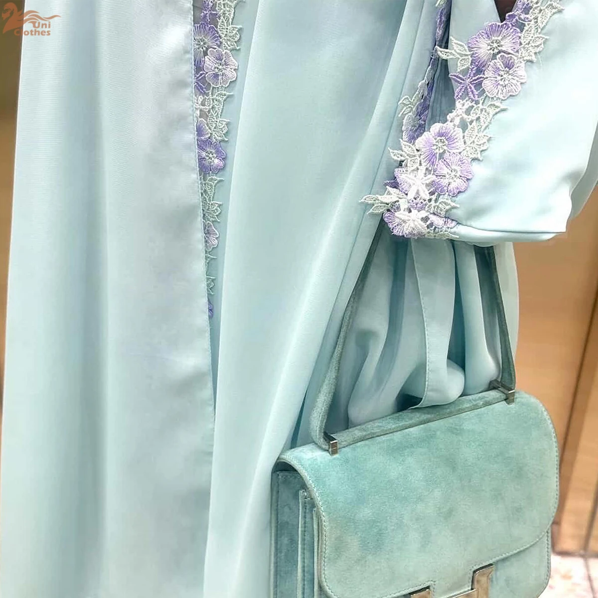 2025 New Islamic Clothing Women Abaya Dubai Luxury Lace Embroidery Open Front Abaya Muslim Women Modest Dresses with Belt 6