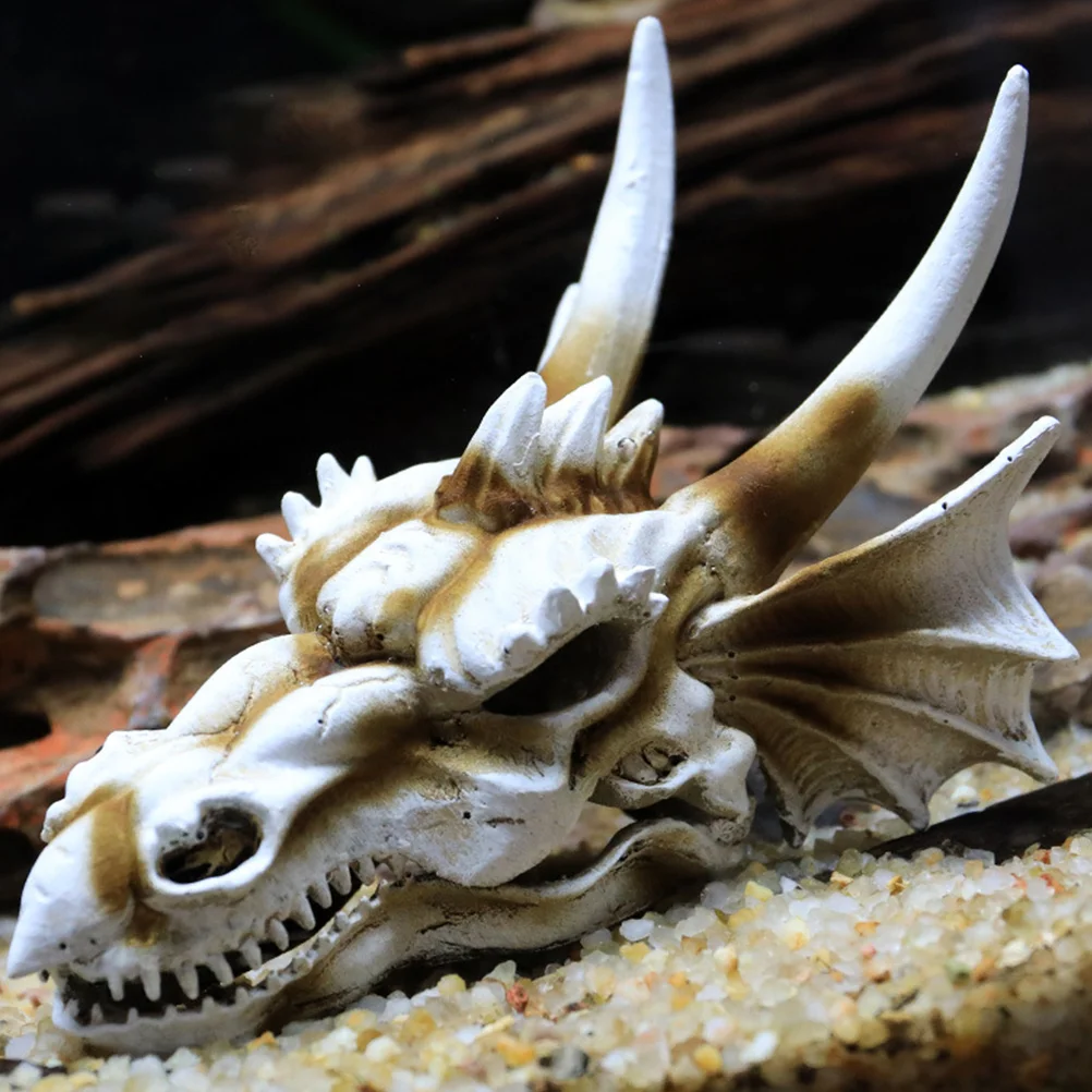 

Dinosaur Skull Shaped Adornment Artificial Decor Resin Skull Model Fish Tank Decor Chic Craft For Aquarium Fish Tank