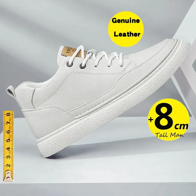 Men Sneakers Elevator Shoes Hidden Heels Hollow Board shoes Breathable Heightening 6CM 8CM Increase Casual Sports Height Shoes 2
