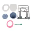 Mobile Potty Chair with Wheels Multifunctional Water Proof Non Slip Armrest Shower Wheelchair 5 Adjustable Heights for Bedside 4
