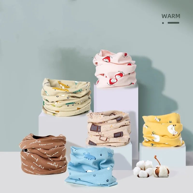 1 Piece New Cotton Kids Scarf Multipurpose O Neck Ring Scarf Solid Print Children Autumn Winter Warm Windproof Scarves For Boys