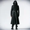 PUNK RAVE Men's Gothic Long Winter Black  Adjustable Jackets Punk Style Visual Kei Fashion Coat Hoodie Windbreaker Men 4