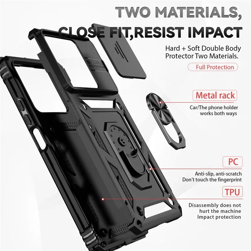 Enhanced Armor Slide Camera Lens Protection Phone Case - Durable Back Cover