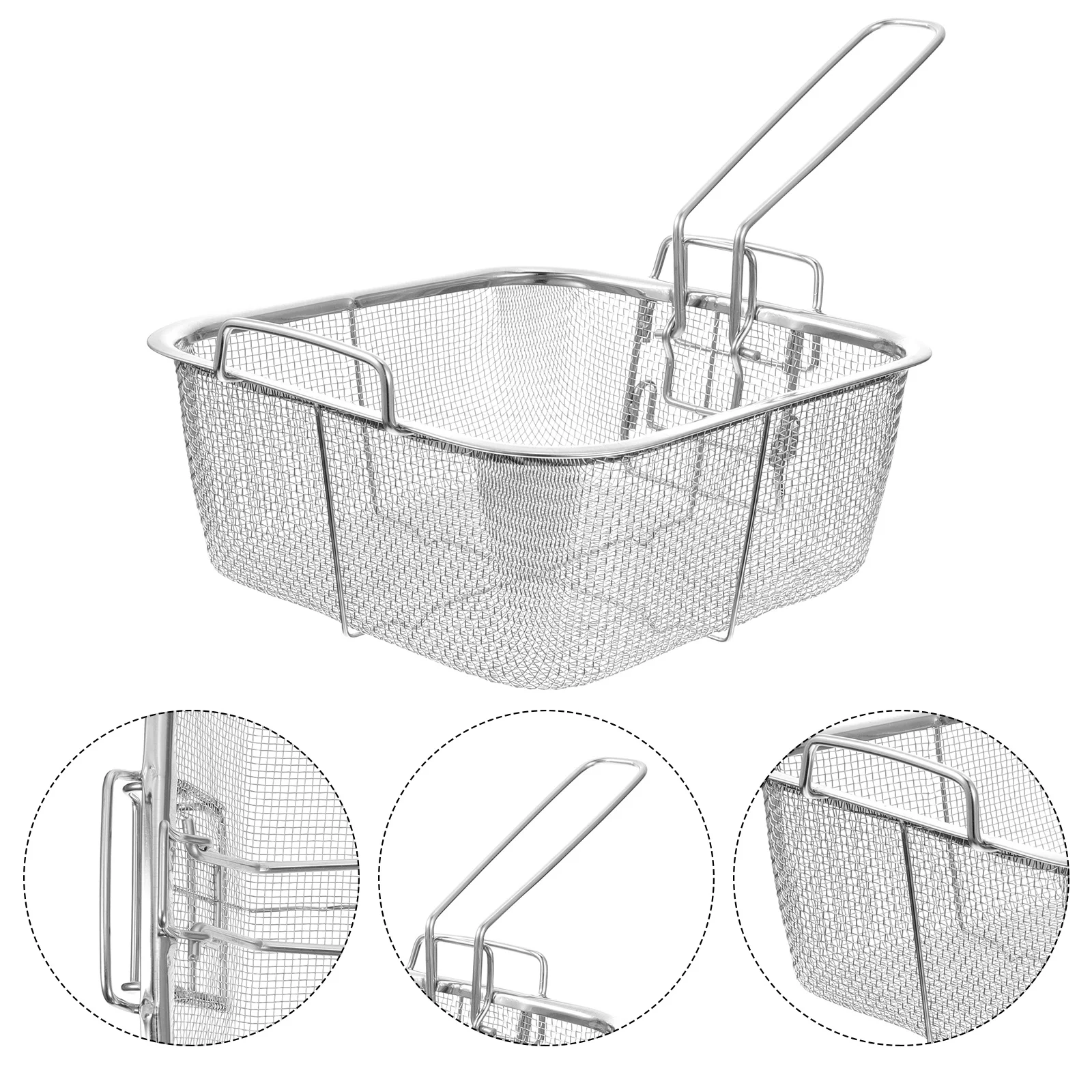 

Square Frying Basket Multi-purpose Tool Deep Fryer Iron Wire French Fries Stainless Steel