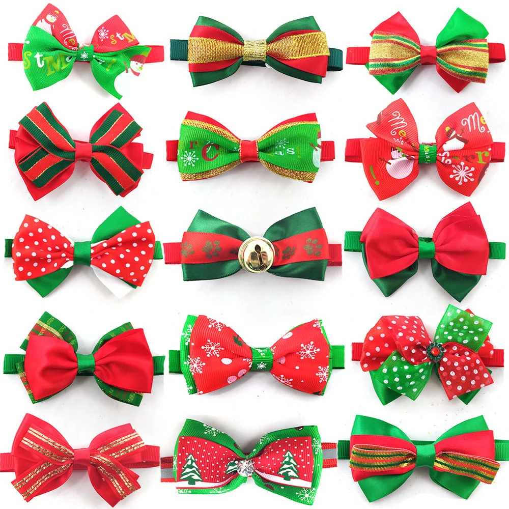 

30 Pcs/lot Dog Cat Bow Ties Pet Neckties Grooming Christmas Style Adjustable Dog Collar Party Pet Dog Bowties Dog Supplier