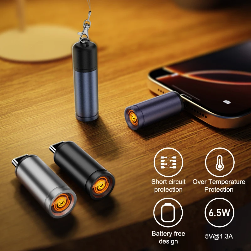 Type C Mini Lighter Blow-to-Ignite Auto Shut-Off For Air Travel Outdoor No Battery No Flame Portable Safety Adapter