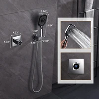 Ensemble de douche monofonction chaud et froid avec affichage de la température, mitigeur et robinets de salle de bain, pommeau de douche à main 3 fonctions 3