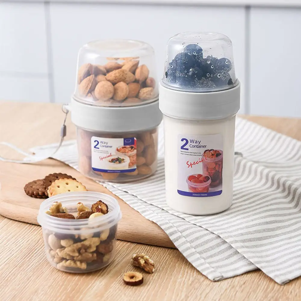 Double-layer Fresh-keeping Box Yogurt Nut Fresh-keeping Container Portable Storage Jars Multi-purpose Food Sealed Container Tool kitchen storage box,rice storage box,food storage pots,food storage container,food storage can,seasoning storage container,pickle storage container,food storage box,egg storage container,storage box