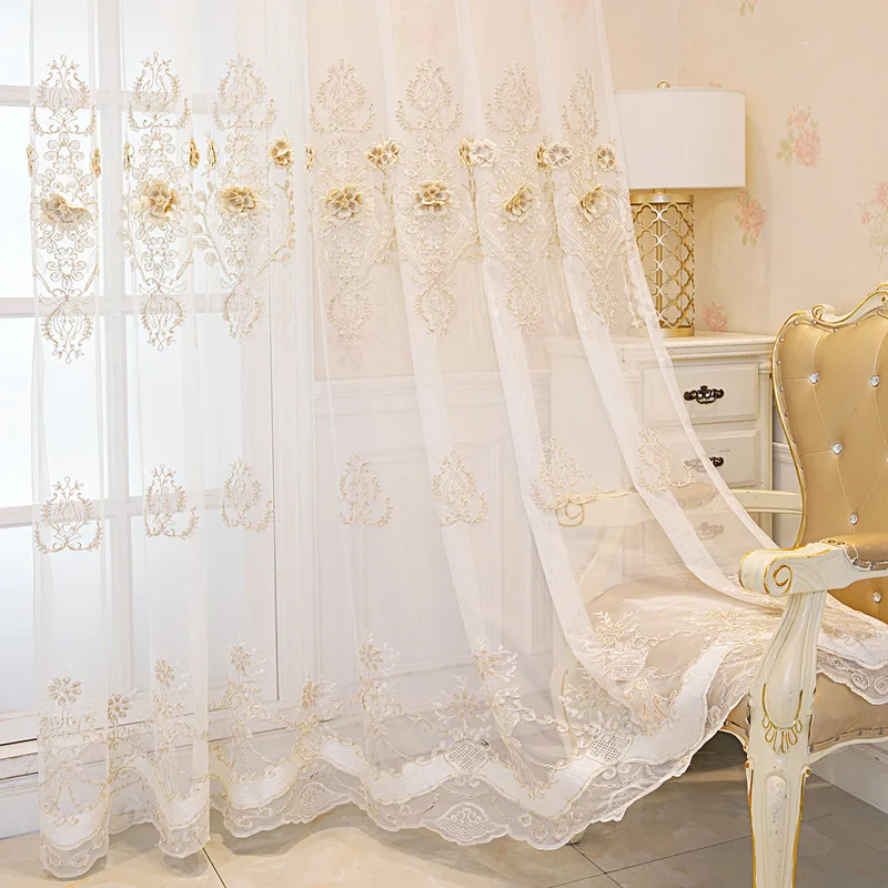 Floral Embroidered Sheer Curtains Embroidery Curtain Living Embroidered Floral Aliexpress