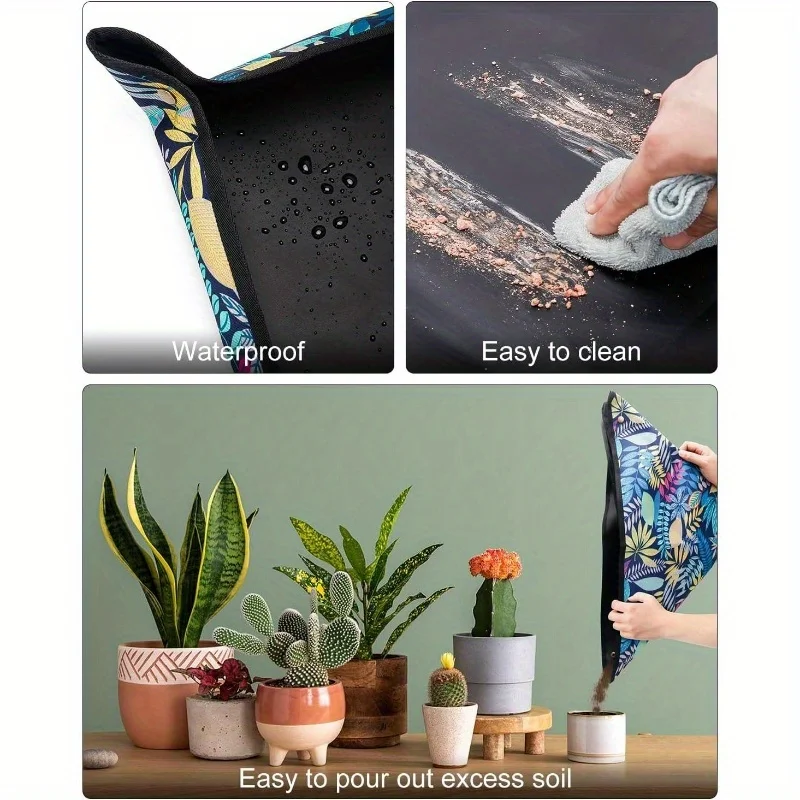 Extra Large Thick Transplant Pad Waterproof Foldable Potting Mat For Indoor Plant Repotting Debris Control Gardening Tray