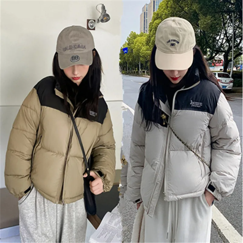 

New style stand-up collar contrasting color down padded jacket women's thickened winter jacket coat