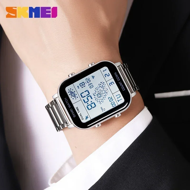SKMEI 2301 Digital Watches for Men Luxury Waterproof Sports Stainless Steel Shockproof Mens Wristwatches Clock 1888 Reloj Hombre